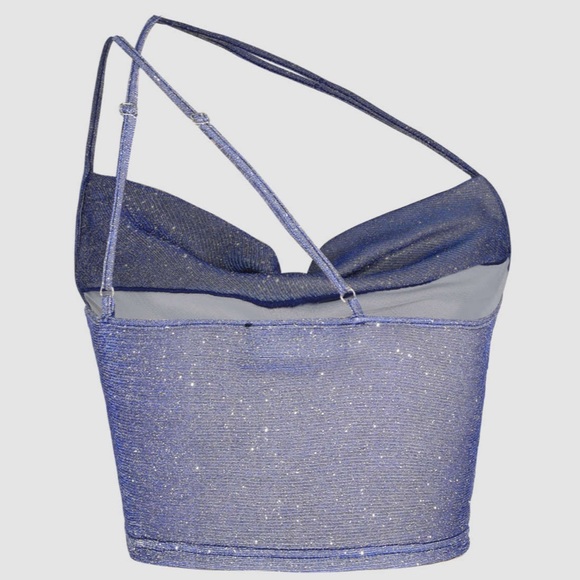 NWT Cider Glitter Ruched Cowl Neck Tank Top XL - Picture 3 of 3